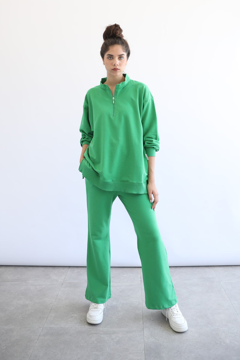 Light Zipper Sweatshirt - Forest