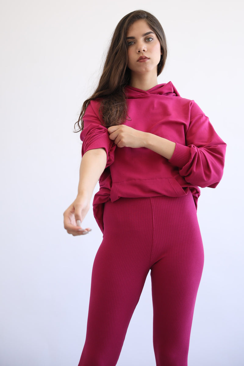 Ribbed Leggings - Sangria