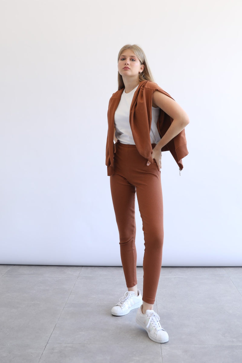 Ribbed Leggings - Espresso