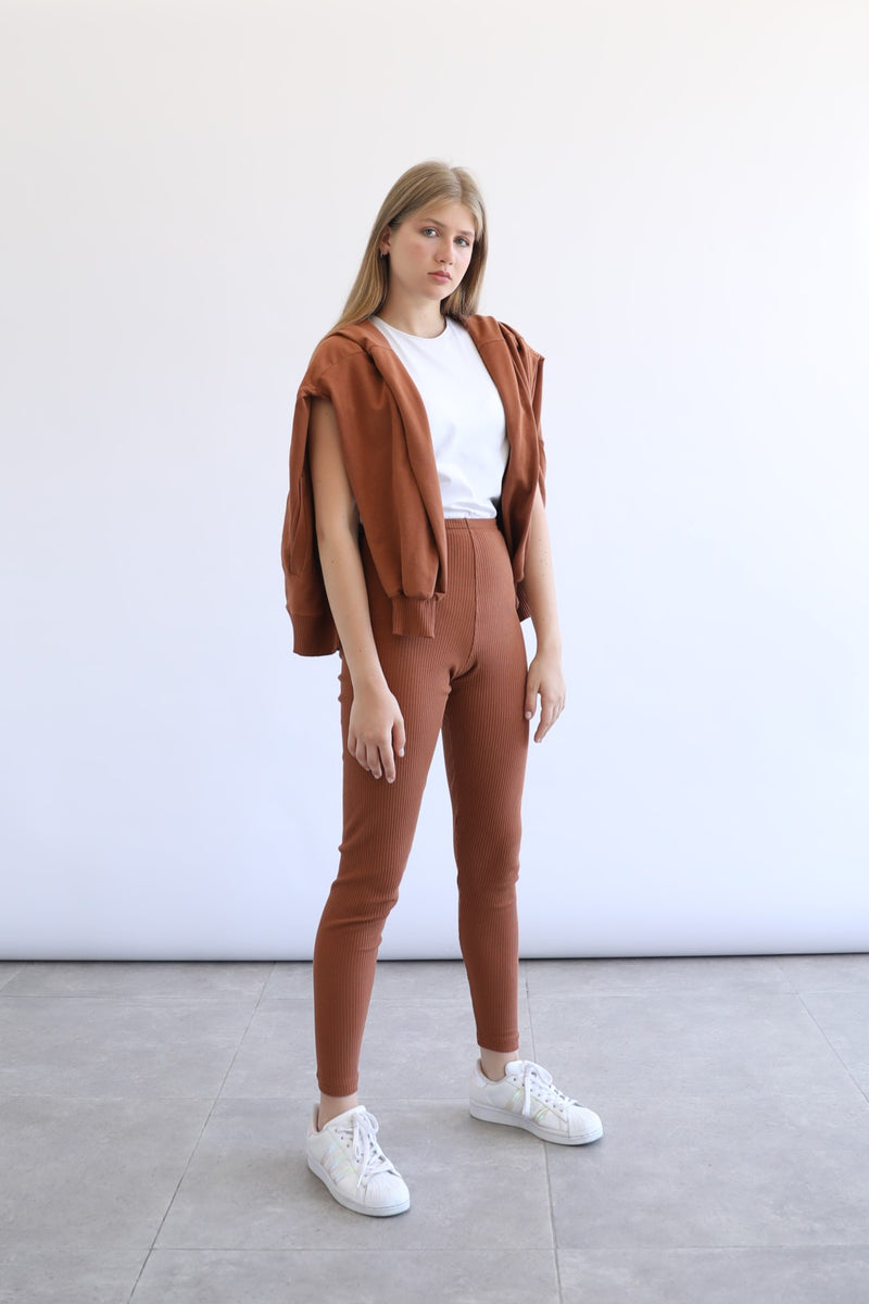 Ribbed Leggings - Espresso