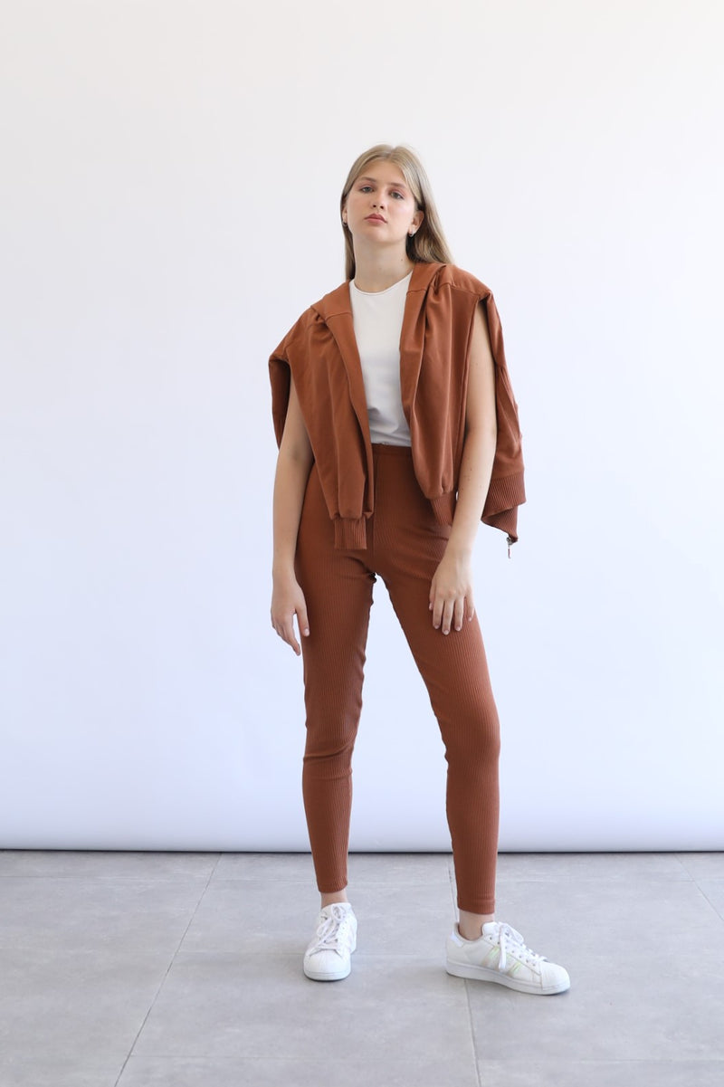 Ribbed Leggings - Espresso