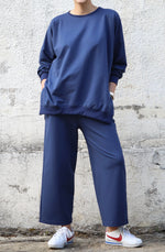 Anya Slit Sweatshirt in Indigo