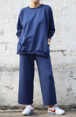 Anya Slit Sweatshirt in Indigo