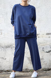 Anya Slit Sweatshirt in Indigo