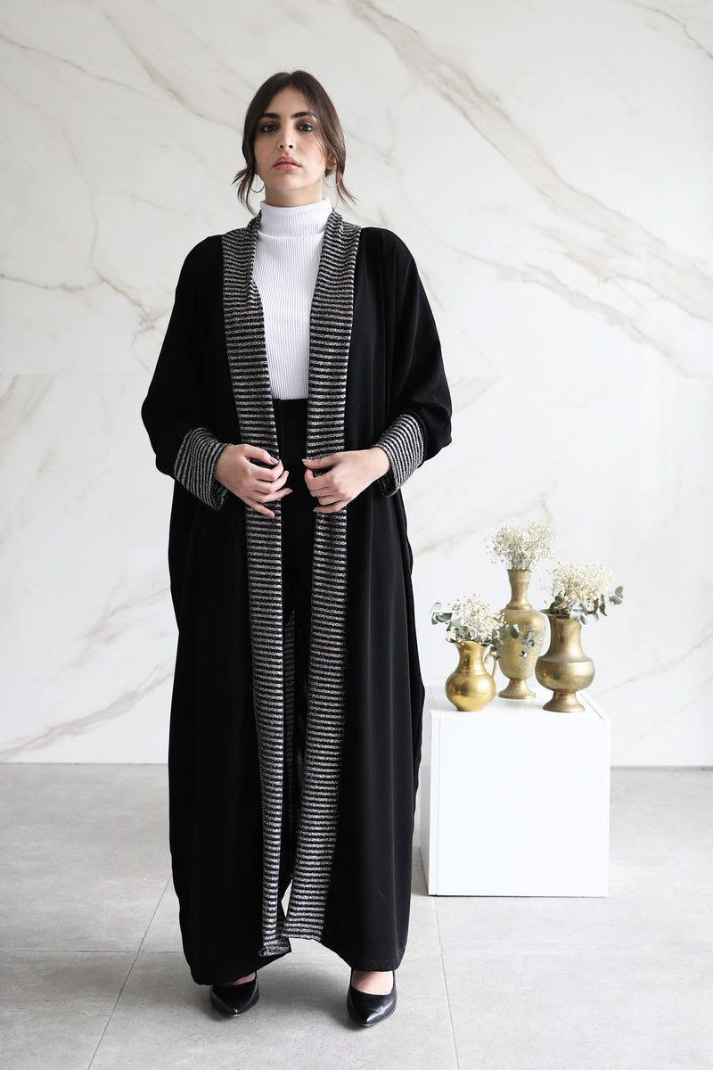 Black Glitter Crepe Abaya