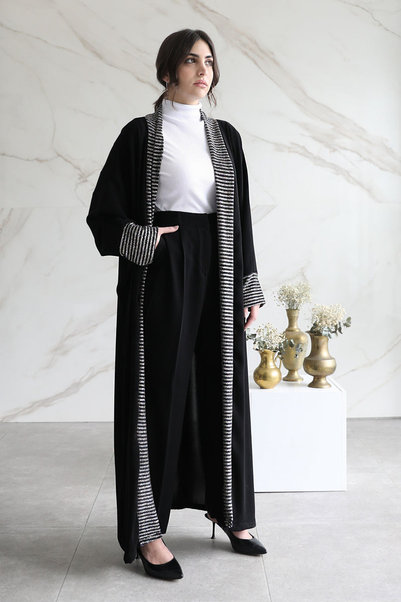 Black Glitter Crepe Abaya