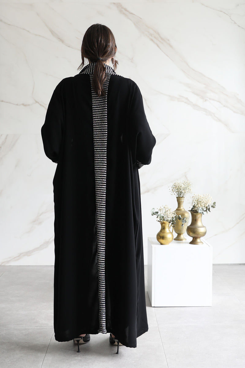 Black Glitter Crepe Abaya