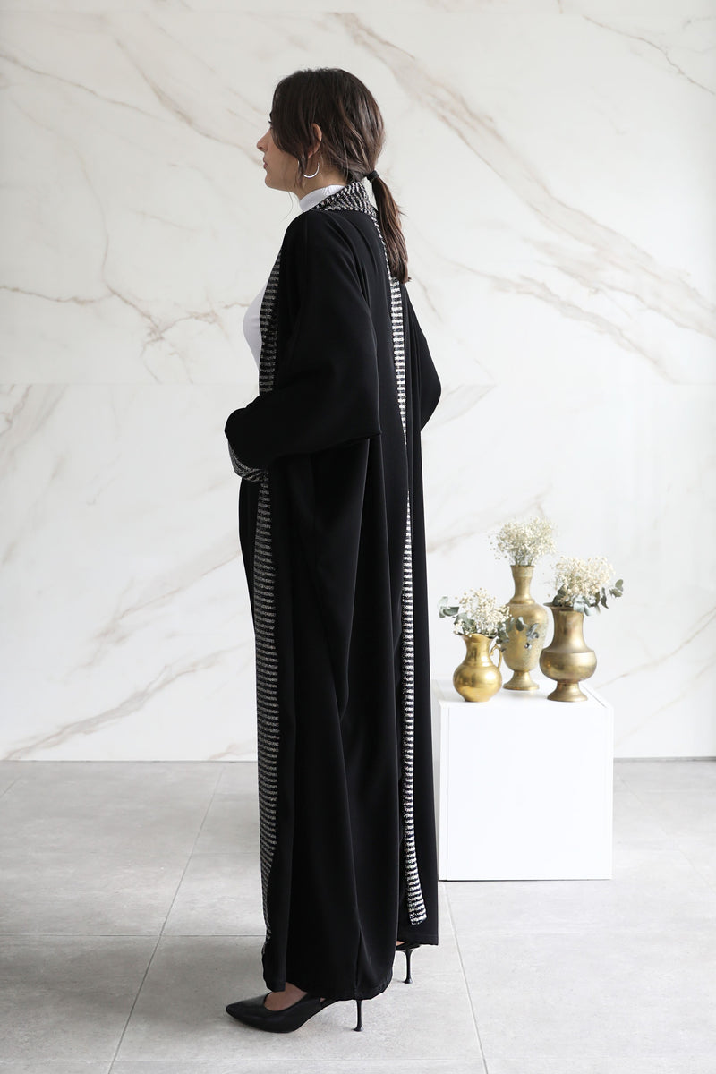 Black Glitter Crepe Abaya