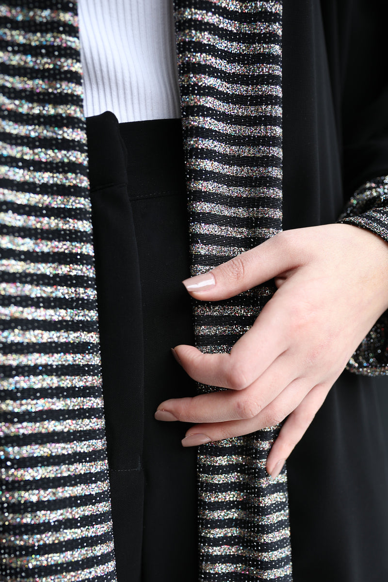Black Glitter Crepe Abaya