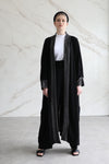 Black Sequined Crepe Abaya