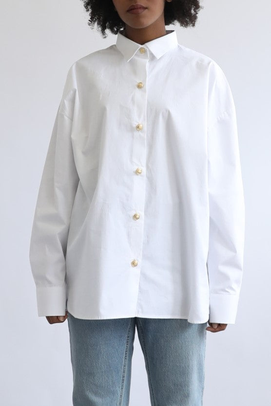 Basic White Shirt With Golden Buttons
