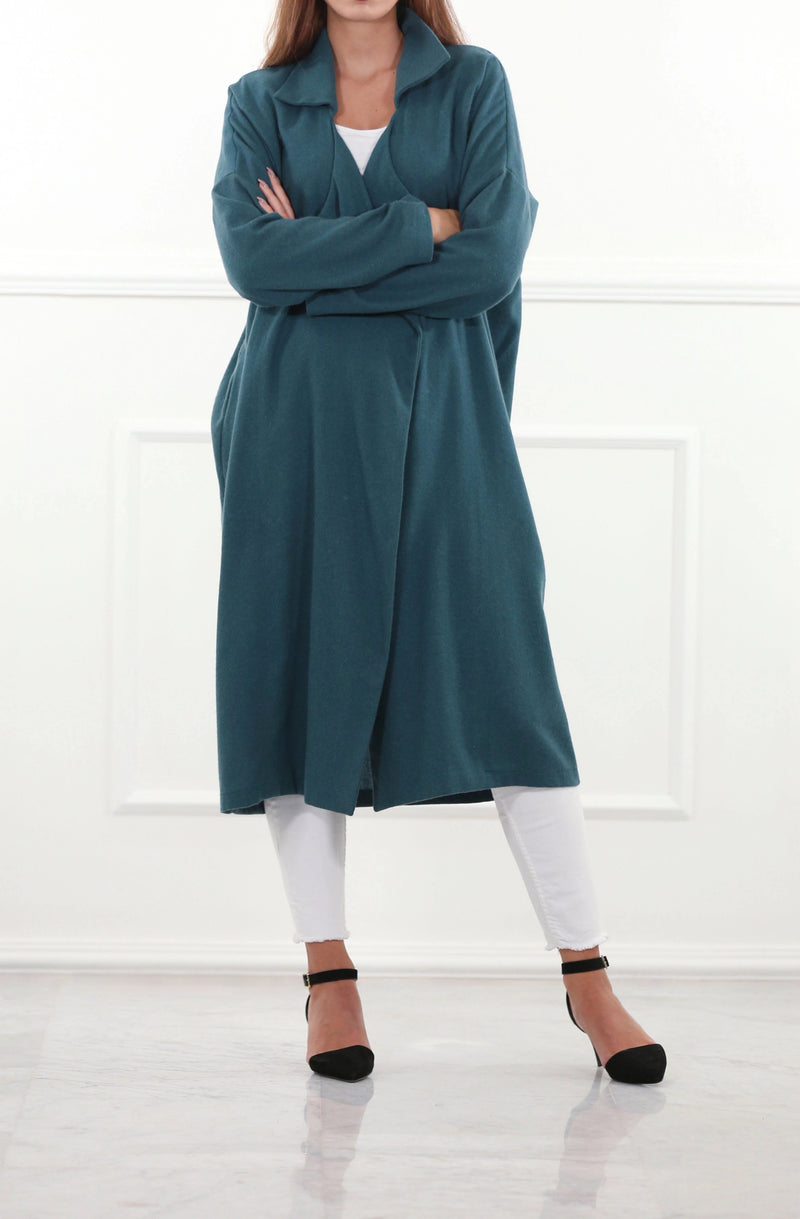 Oversized Teal Woolen Coat
