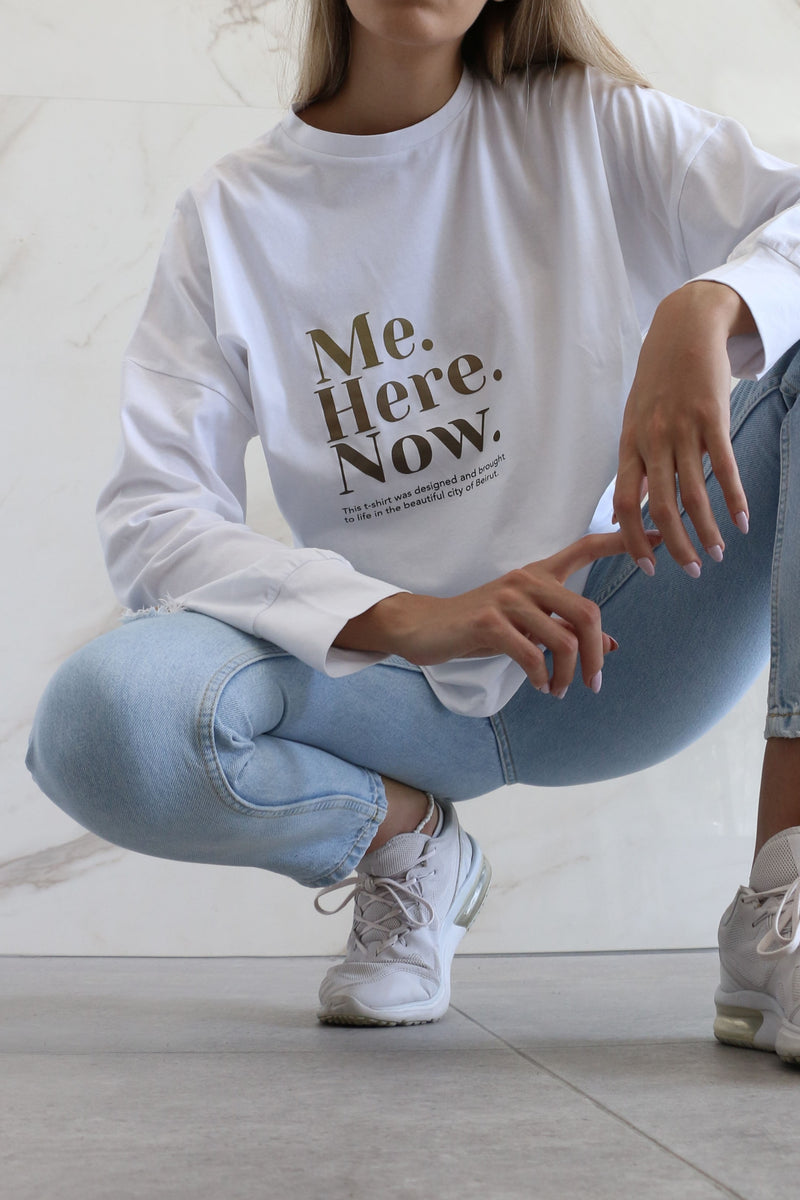 Longsleeve Me Here Now Tshirt - White