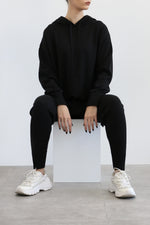 Hoodie Knit Co-ord Set - Black