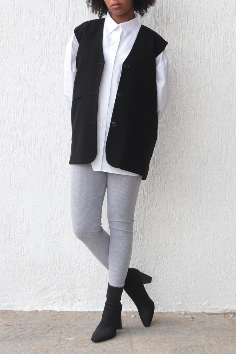 Ribbed Leggings - Heather Grey