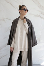 Oversized Belted Coat - Brown