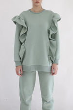 Heavy Ruffled Sweatshirt - Sage
