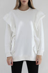 Heavy Ruffled Sweatshirt - Cream