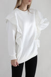 Heavy Ruffled Sweatshirt - Cream