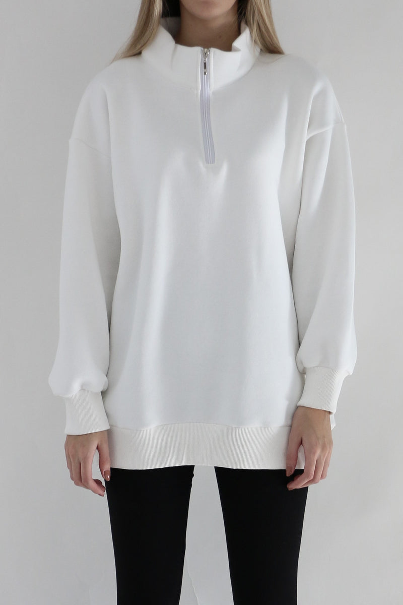 Heavy Zipper Sweatshirt - Cream