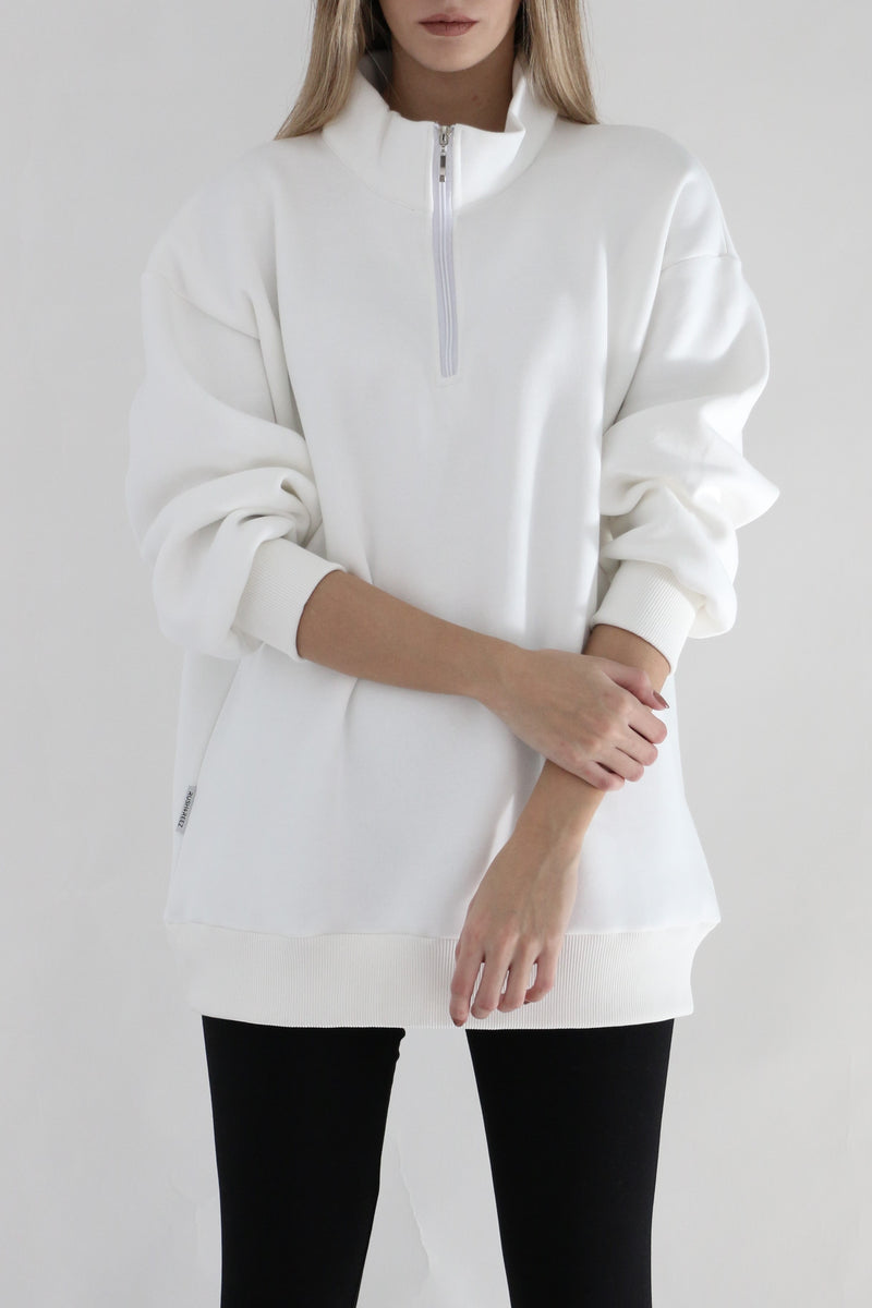 Heavy Zipper Sweatshirt - Cream