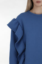 Heavy Ruffled Sweatshirt - Sapphire