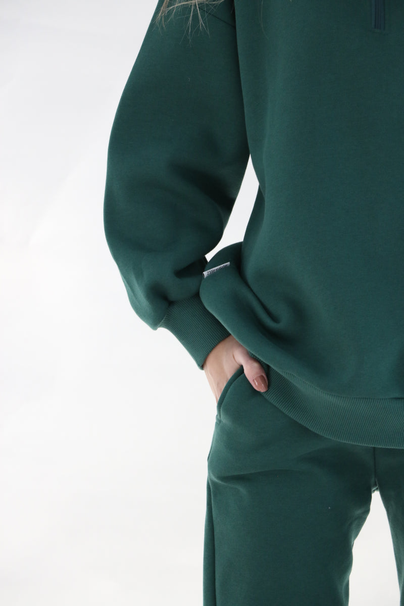 Heavy Zipper Sweatshirt - Emerald