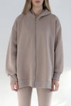 Heavy Zip-Up Hoodie - Taupe