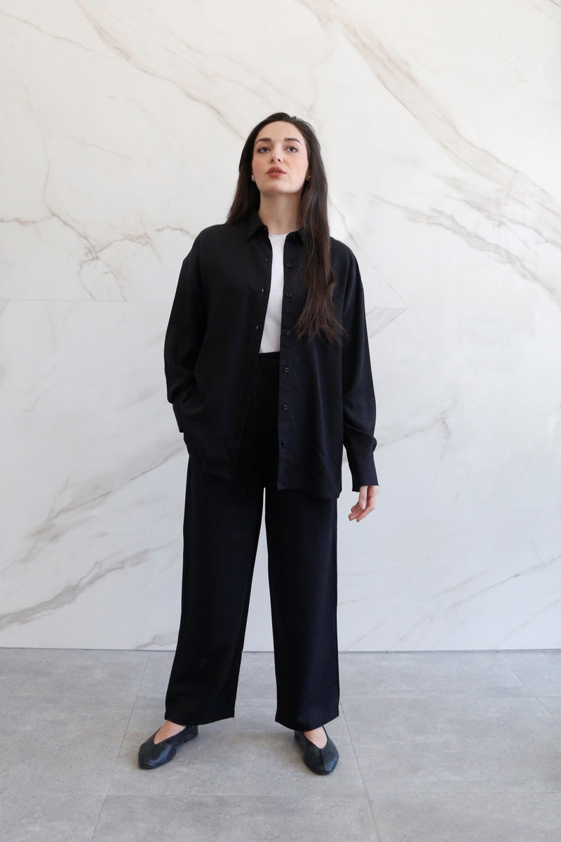 Relaxed Lyocell Coord Set - Black