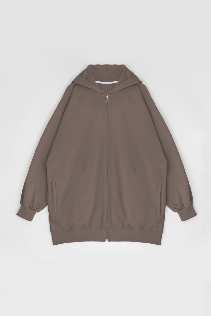 Super Oversized Zip-Up Hoodie - Mocha