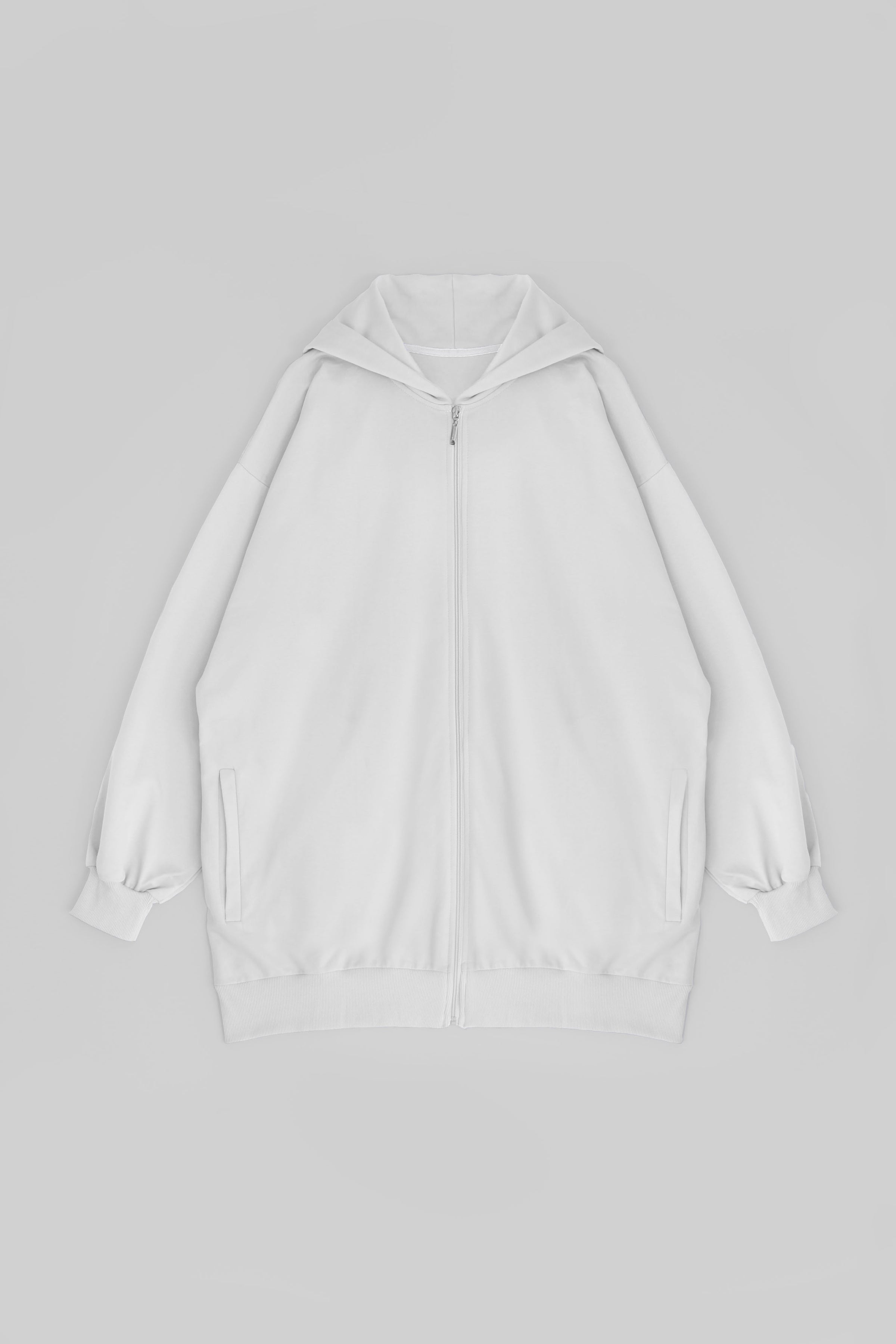 Super Oversized Zip-Up Hoodie White - Main Image
