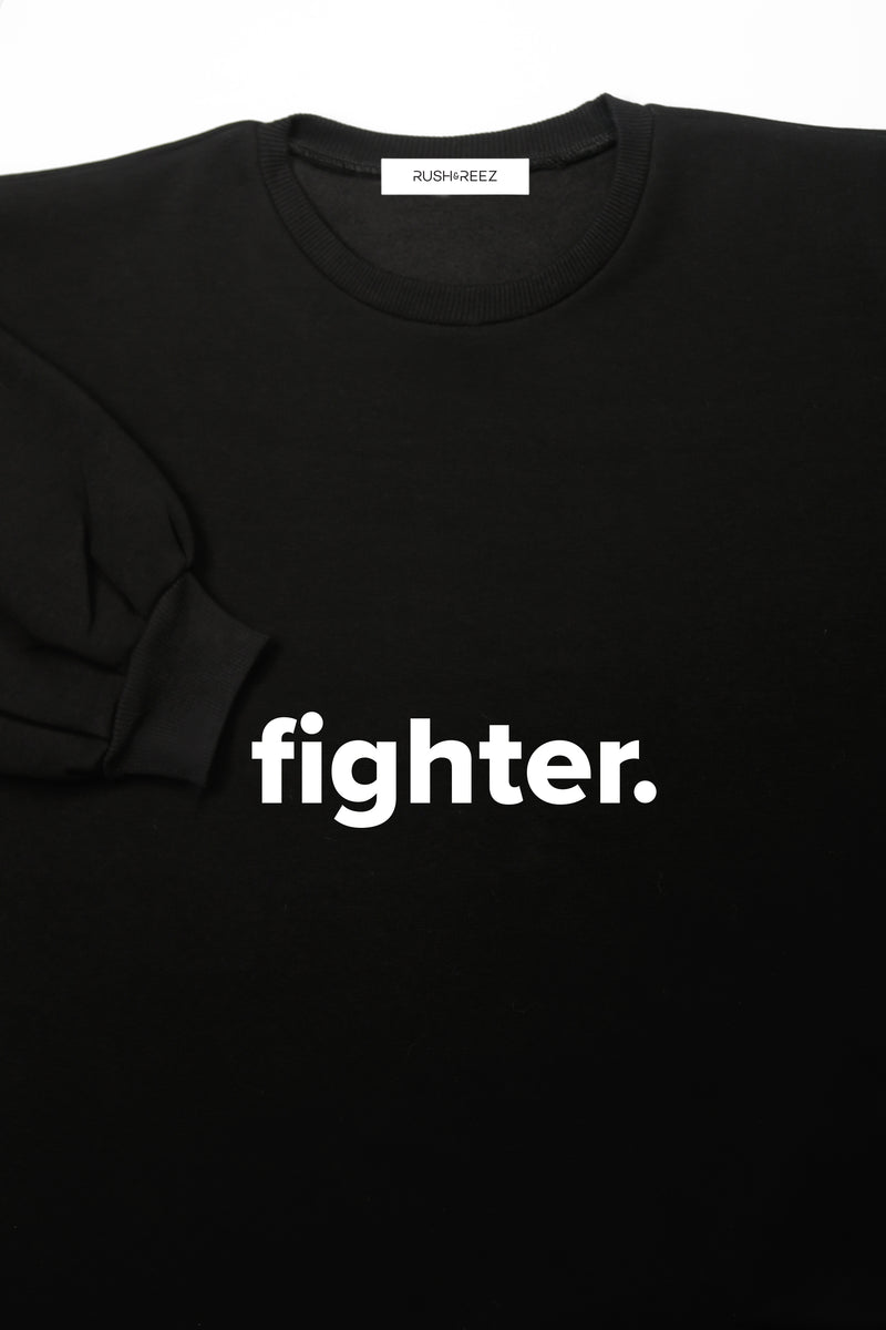 Black & White Fighter Sweatshirt - Waist Length