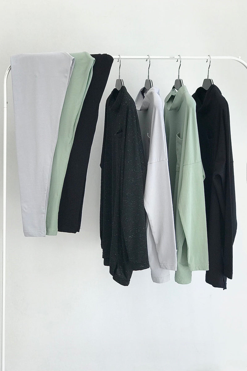 Oversized High-Neck Cotton T-shirt with Pocket