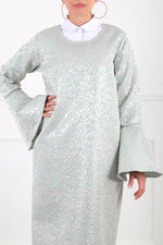 Bell-Sleeve Jacquard Maxi Dress