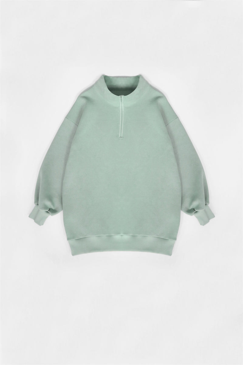 Heavy Zipper Sweatshirt - Sage