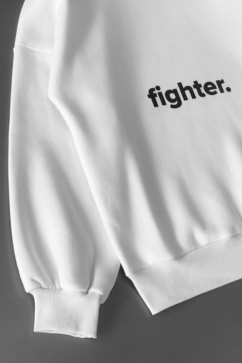 White Fighter Sweatshirt - Waist Length